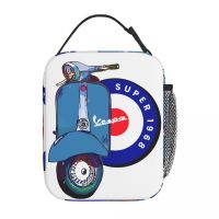 ✾▽ Vespa 1968 Super Scooter Merch Insulated Lunch Bag Picnic Storage Food Box Portable Casual Thermal Cooler Lunch Box