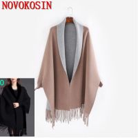 【Miki Xinyuan】24สีผู้หญิง Oversize สีดำ GreyScarfKnitted Poncho Solid หญิง Batwing แขนเสื้อถัก Shawl Coat