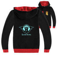 Lion King Lesure สีดำ/ สีเทา Hooded Zipper Sweatshirt ผ้าฝ้าย + โพลีเอสเตอร์เด็กทารกเสื้อสาวแขนยาวเสื้อผ้าเด็กฤดูใบไม้ผลิและฤดูใบไม้ร่วง Girl