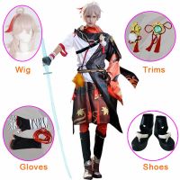 Game Genshin Impact Kaedehara Kazuha Cosplay Costume Halloween Carnival Samurai Costume Wig Shoes