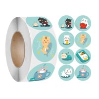 100-500pcs Lovely Cat stickers Sealing labels Reward sticker for school teacher Cute animals kids stationery sticker Gift decor Stickers  Labels