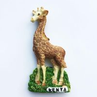 African Kenya Creative Tourism Commemorative Hand-Painted Crafts Three-Dimensional Giraffe Magnet Refrigerator Magnet Gift 【Refrigerator sticker】☼