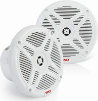 Pyle 6.5 Inch Bluetooth Marine Speakers - 2-way IP-X4 Waterproof and Weather Resistant Outdoor Audio Dual Stereo Sound System with 600 Watt Power and Low Profile Design - 1 Pair - PLMRBT65W (White)