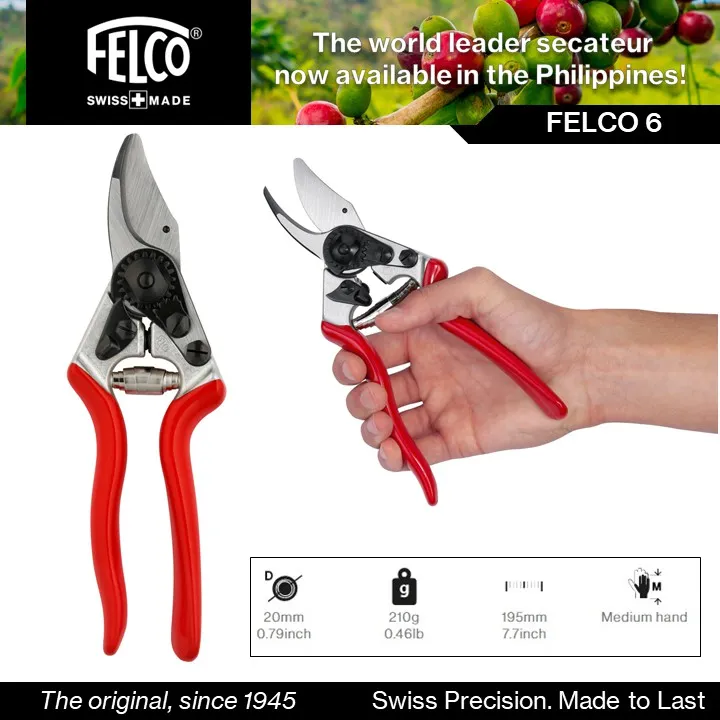 Swiss made bypass pruner FELCO 6, medium size right hand ergonomic