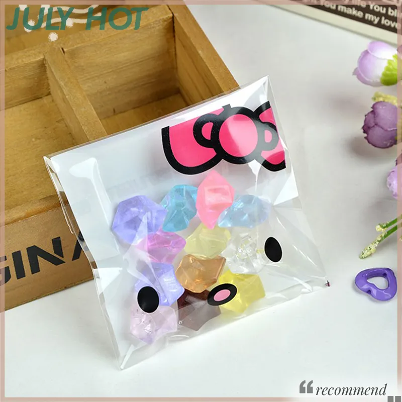 100Pcs Hello Kitty Food Grade Sealed Bag Jewellery/gift/cookie/cloth  Storage Pouches Reusable Clear Plastic Packaging Bags