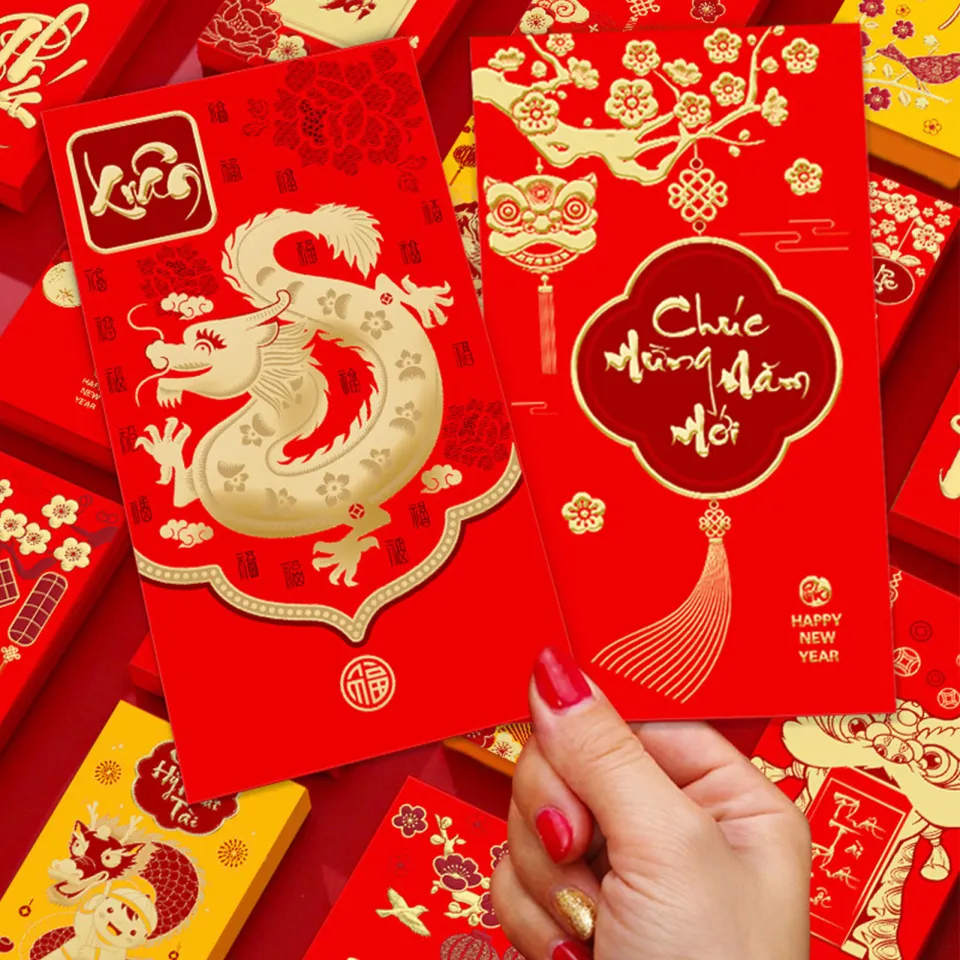 Cartoon New Year 2024 Red Envelope Chinese Dragon Year Red Envelope Festive  Gift Hong Packet Lucky Money Hong Bao 돈봉투