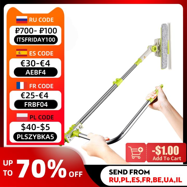 Hot Upgraded Telescopic High-rise Window Cleaning Glass Cleaner Brush for Washing  Window Dust Brush Household