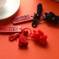 【cw】 New Resin Neko Tassel Keychain Chain Car Pendent Charms