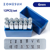 ZONESUN 12ชิ้นเครื่องประดับแสตมป์โลหะโรมันNuberalsสัญลักษณ์หนังหมัดตายกรณีหัตถกรรมปั๊มเครื่องมือเหล็กเครื่องมือโลหะ