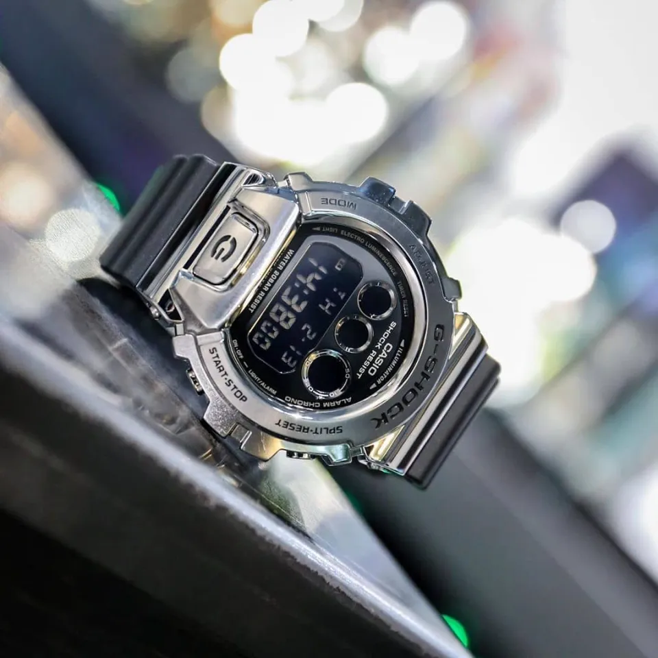 OFFICIAL WARRANTY) Casio G-Shock GM-6900-1 Stainless Steel Bezel