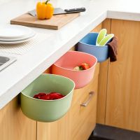 Household uncovered plastic storage box trash basket kitchen cabinet door wall-mounted large trash can desktop hanging basket