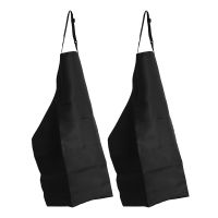 2 Pack Polyester Adjustable Bib Apron with 2 Pockets Cooking Kitchen Aprons for Women Men Chef,Black