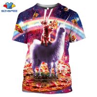 3D Print Men Women T-Shirt Animal Cat Alpaca Short Sleeve Graphic T Shirt Streetwear Harajuku Anime Space Pizza Funny Shirts