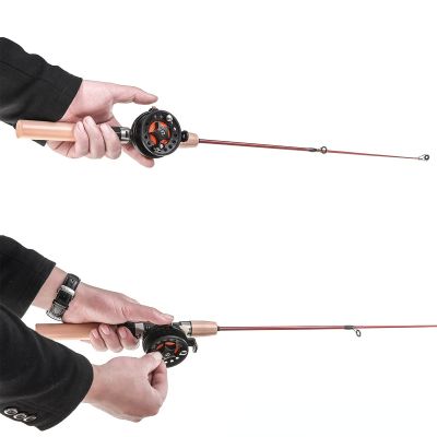 Outdoor Folded Mini Feeder Fishing Rods Metal Wheel Set Ice Fishing Reel Ice Winter Fishing Rod With Reel Fishing Reels