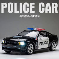 A1:32 Ford Mustang GT รถตำรวจรุ่นรถดึงกลับรถตำรวจรุ่นจำลองของเล่นเด็ก CarM