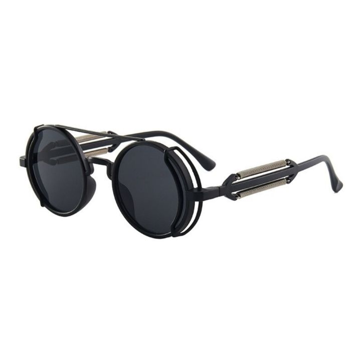 แว่นตากันแดด-uv400คุณภาพสูงเลนส์สีแว่นตาผู้ชายย้อนยุคสำหรับผู้หญิงแว่นตากันแดดกรอบโลหะกลม