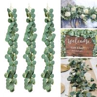 [ดอกไม้ประดิษฐ์ร้อน688] Plantas Fanticales De Eucalipto Falsas Guirnalda Verde Rates De Ratán Ramas De Mesa Colgante ผนัง Para Fiesta De Boda Decoración De Jardy Hogar 1M