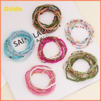 OSIDE คริสตัลคริสตัลคริสตัล สร้อยข้อมือลูกปัดหิน โบฮีเมียน หลากสีหลายสี สร้อยข้อมือโซ่หลายชั้น อินส์ สไตล์โบโฮ กำไลข้อมือลูกปัดยืดหยุ่น สำหรับผู้หญิง