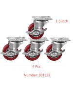 4 Pcs/Lot Casters Customized 1.5-inch Jujube Red Pu Brake Wheel Diameter 40 Polyurethane Caster Height 5-male With Universal