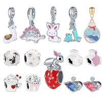 New Cute Cartoon Bunny Panda Balloon Bead Pendant Fit Charm Bracelet Women Jewelry Gifts