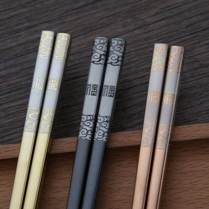 Luxury Laser Engraving chopsticks 304 stainless steel Japanese Chinese ...