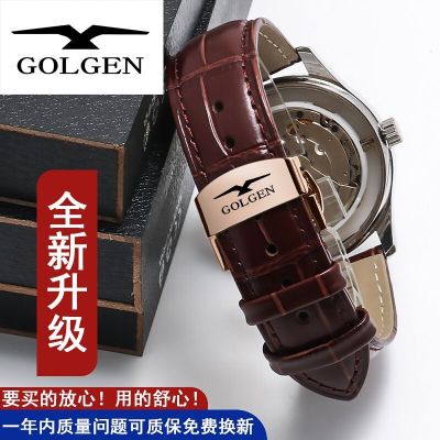 ❀❀ GOLGEN Guzun watch strap genuine leather male and female chain butterfly buckle universal mechanical accessories 20mm