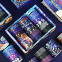 19 ชิ้น Starry Sky Washi เทปชุดทองฟอยล์ตกแต่งกาวเทป Kawaii เครื่องเขียน Scrapbooking Journal Supplies Masking เทป-fkldqyfiopgjf