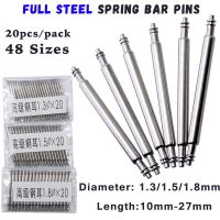 hengilcevwf494 20pcs 1.3 1.5 1.8mm Diameter Straight Stainless Steel Watch Pin Pepair Tools Kits Watch Strap Spring Bars Pins 10-27mm