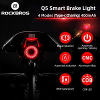 ▬ ROCKBROS Bicycle Smart Auto Brake Sensing Lamp IPx6 Waterproof LED Charging Cycling Taillight Bike Rear Light Accessories Q5