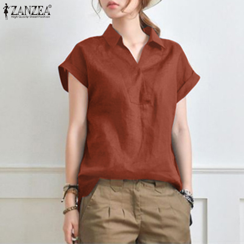 Long Sleeve Summer Blouses,Women's V Neck Summer Tops T-Shirts Solid Color Cotoon Linen Shirt Basic Casual Tunic Top 