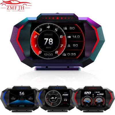 HUD P24รถ OBD หัวขึ้นแสดง OBD GPS HUD บนกระดานคอมพิวเตอร์ดิจิตอล S Peedometer T Achometer การบริโภคน้ำมันเชื้อเพลิงลาดเมตร