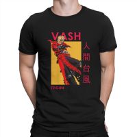 Trigun Newest Tshirt For Men Trigun Vash The Stampede Dual Wield Anime Round Neck Pure Cotton T Shirt Hip Hop Birthday Gifts Top