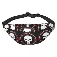 Skull Punishers Fanny Pack Women Men Cool Heavy Metal Skeleton Sling Crossbody Waist Bag for Running Phone Money Pouch Running Belt