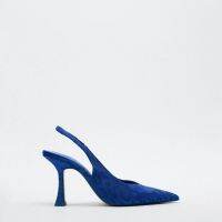 ZARAˉnew discount womens shoes blue slingback French temperament high-heeled mules sandals