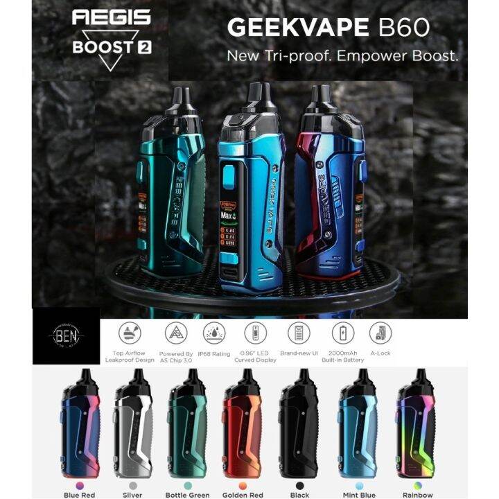 Geekvape B60 (Aegis Boost 2) Pod Mod Kit 2000mAh 100% Original Pod Mod ...