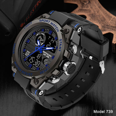 SANDA Top Luxury Watches Men Military Army Mens Watch Waterproof Sport Wristwatch Dual Display Watch Male Relogio Masculino