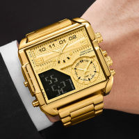 BOAMIGO Top nd Luxury Fashion Men Watches Gold Steel Sport Square Digital og Big Quartz Watch for Man relogio masculino