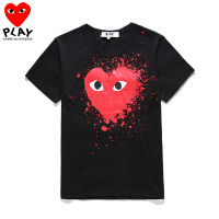 Comme Des Garcons ของแท้เสื้อยืดหัวใจผ้าฝ้ายแขนสั้นบริสุทธิ์สำหรับผู้ชายเสื้อยืดสตรีนิ่มแฟชั่นหลวมๆเสื้อผ้าผู้หญิงสำหรับผู้ชาย