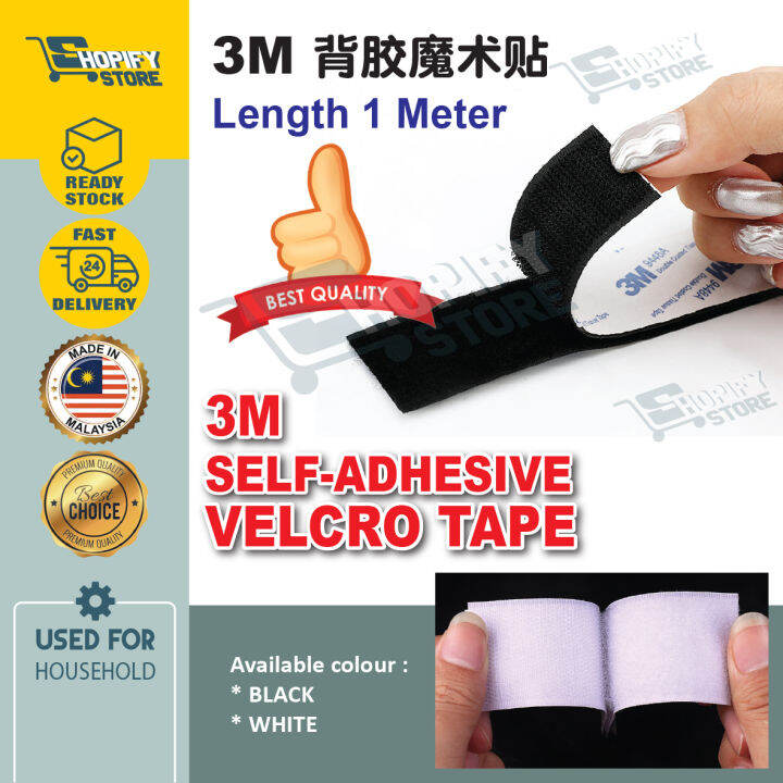 3M SELF-ADHESIVE VELCRO TAPE - 1 METER * 16MM & 25MM*READY STOCK* | Lazada