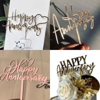 New Gold Happy Anniversary Toppers Valentines Day for Decorations 2022