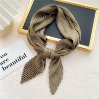 【CC】✱♘  Scarf Silk Pleated Neck Scarves Headscarf Small Color Crinkled Hair Neckerchief 70cm Soft