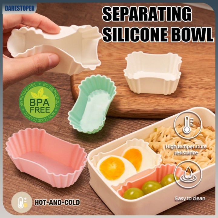 3PCS Multi-use Bento Divider Cup Liner Lunch Box Soft Food Silicone ...