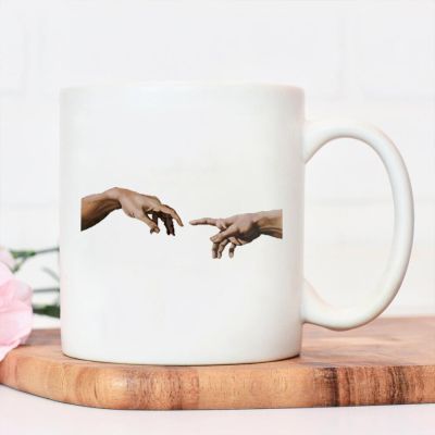 Michelangelo Hands Coffee Mug Ulzzang Vintage Women-men Aesthetic Mug 90s Ceramic Mug Juice Water Cup Tea Cup