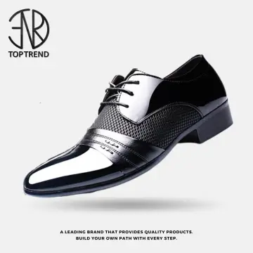 Mens Lace Up Oxfords Glossy Business Leather Shoe Pointed Toe Dress Shoes |  Fruugo NO