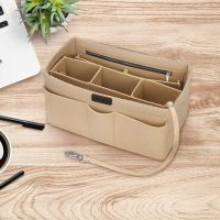 Office Sundries Make Up Container Boxes Felt Cloth Inner Handbag Multi-pockets Cosmetic Storage Organizer Holder Desktop Drawer