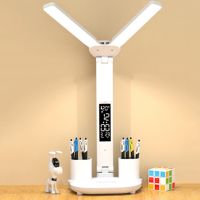 LED Desktop Decor Light Adjustable with Calendar Reading Desk Lights Touch Control Stand Table Lamp Portable for Home Office
