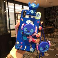 สำหรับ VIVO Y12 Y15 กรณี 3D น่ารักการ์ตูน LOVING Heart Stitch เคสโทรศัพท์เชือกยาวและผู้ถือการ์ตูนด้านหลังนุ่ม TPU ฝาครอบ