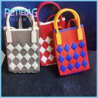 PETIBAG นักช้อปทอ กระเป๋าสะพายไหล่แบบสั้น ถุงช้อปปิ้งถุง สีสบายๆ งานทำมือ กระเป๋าถือแบบถือ กระเป๋าสะพายไหล่สายโซ่ กระเป๋าถือผู้หญิงถัก กระเป๋าโท้ท