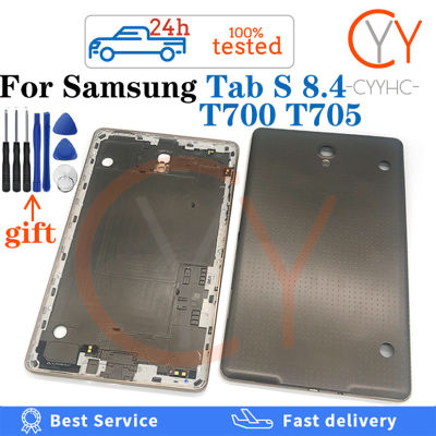 สำหรับ Samsung Galaxy Tab S 8,4 T705 T700 SM-T700 SM-T705โลโก้แบตเตอรี่กลางฝาครอบด้านหลังด้านหลังเปลี่ยนชิ้นส่วนกรอบเลนส์เครื่องมือ