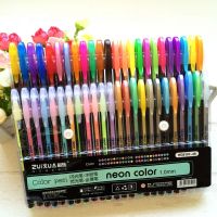 【LZ】❖  Conjunto de canetas de gel kawaii 48 cores escolar papelaria pasta neon glitter desenho tinta colorida arte marcador suprimentos